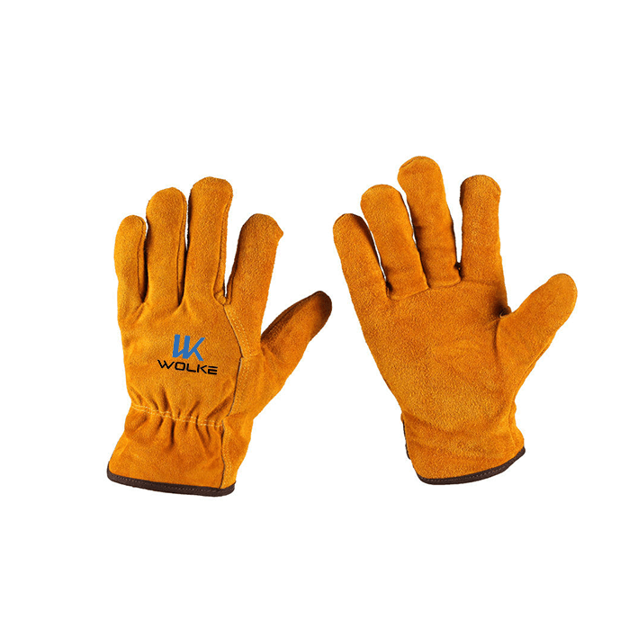 Electric Welding Cowhide Leather Work Gloves guantes de cuero de vaca-Gray&Golden