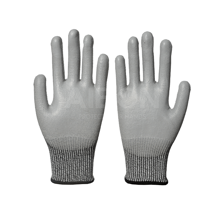 HPPE PU Liner Palm-Coated Cut-Resistant Plastic Gloves
