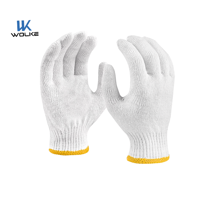Safety White Cotton Knitted Manual Work Gloves