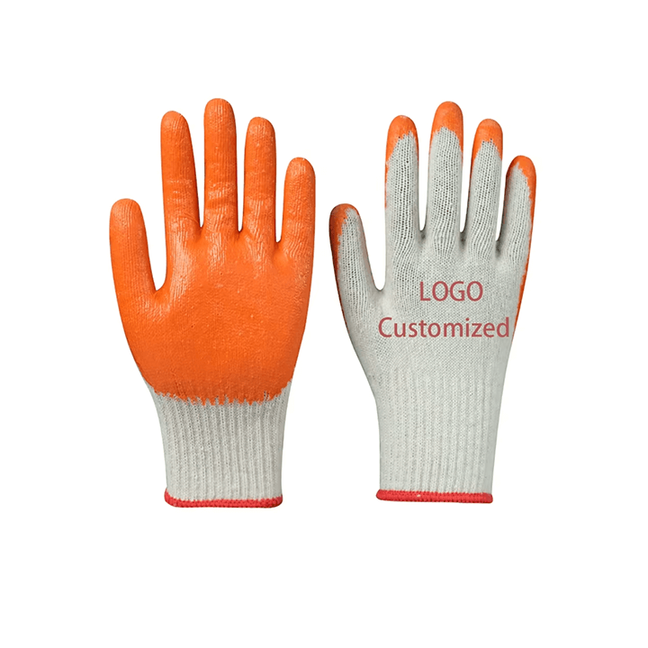 Wholesale custom Industrial Latex Coated Cotton Work Safety Gloves
