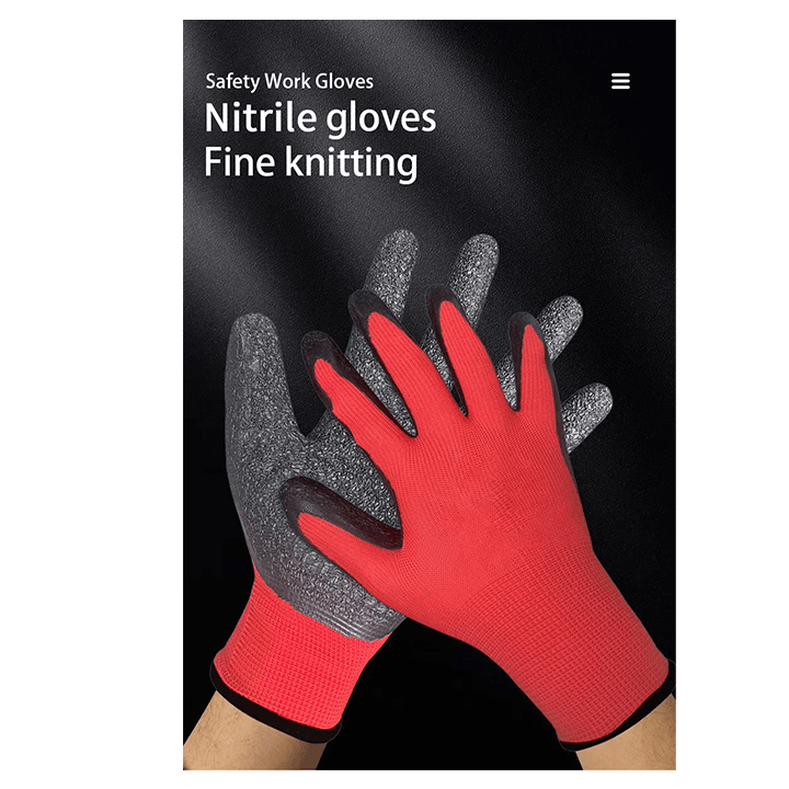 Customize Thirteen-needle craft Anti-slip wrinkles Liner Dipped Latex Coated Crinkle Work Glove