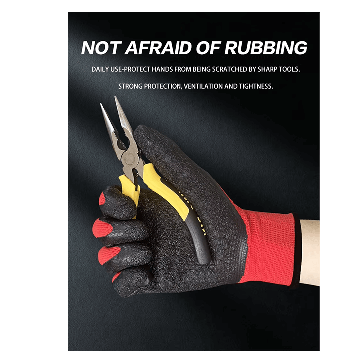 Customize Thirteen-needle craft Anti-slip wrinkles Liner Dipped Latex Coated Crinkle Work Glove