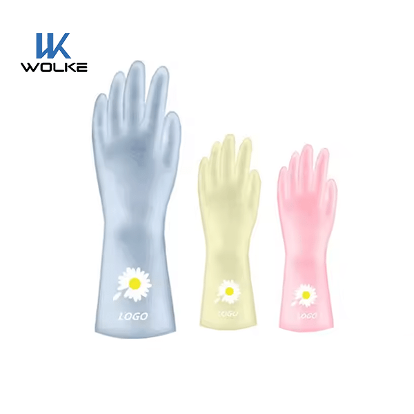 Custom Reusable Multi-color Food-Grade Flocklined Rubber Latex-free Household PVC Gloves 