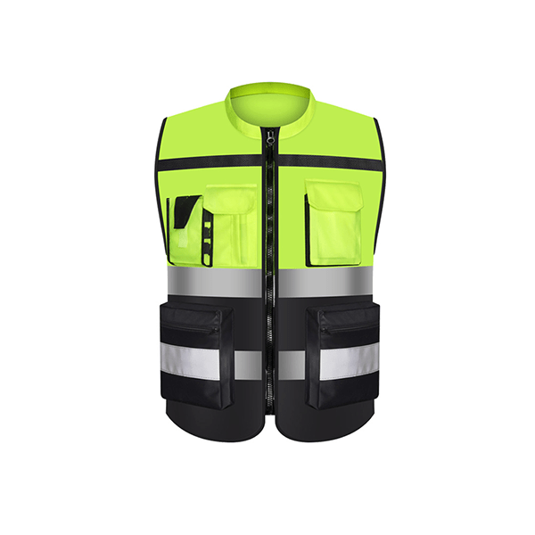 Custom Breathable Lime Yellow and Orange Hi-Vis Reflective Safety Workwear With Four Pockets and Zip