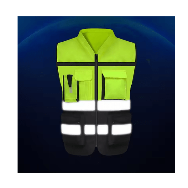 Custom Breathable Lime Yellow and Orange Hi-Vis Reflective Safety Workwear With Four Pockets and Zip