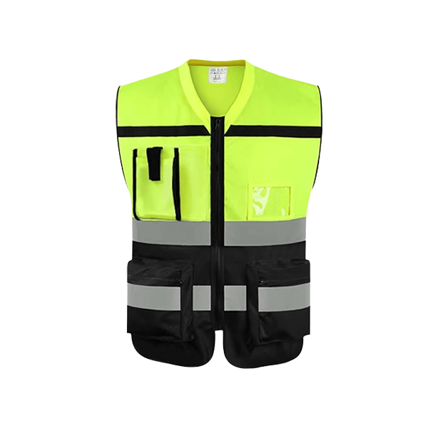 Custom Mesh Knitted Fabric Breathable Hi-Vis Reflective Unisex Safety Vest with Pocket and Zipper