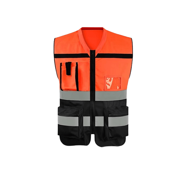 Custom Mesh Knitted Fabric Breathable Hi-Vis Reflective Unisex Safety Vest with Pocket and Zipper