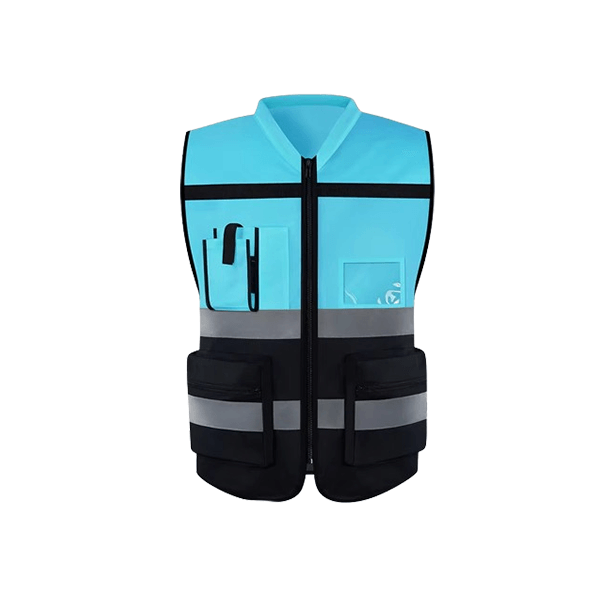 Custom Mesh Knitted Fabric Breathable Hi-Vis Reflective Unisex Safety Vest with Pocket and Zipper