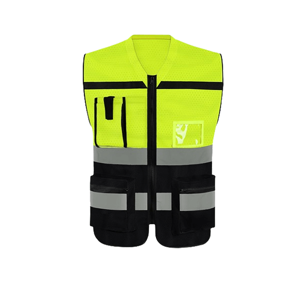 Custom Mesh Knitted Fabric Breathable Hi-Vis Reflective Unisex Safety Vest with Pocket and Zipper