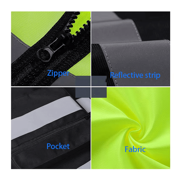 Custom Mesh Knitted Fabric Breathable Hi-Vis Reflective Unisex Safety Vest with Pocket and Zipper