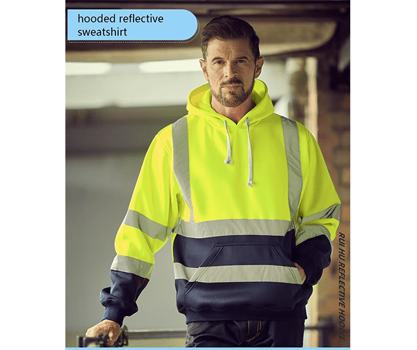 280G 100% Polyester Single-sided Velvet Hi-vis Reflective Zippered Hooded Sweatshirt