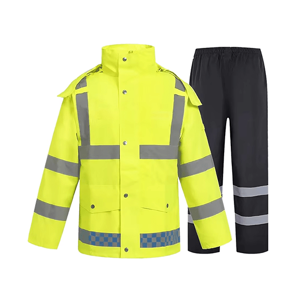 1200G 300D Double waterproofing Durable Polyester Hi-Vis Reflective Rain Gear Safety Work jacket  
