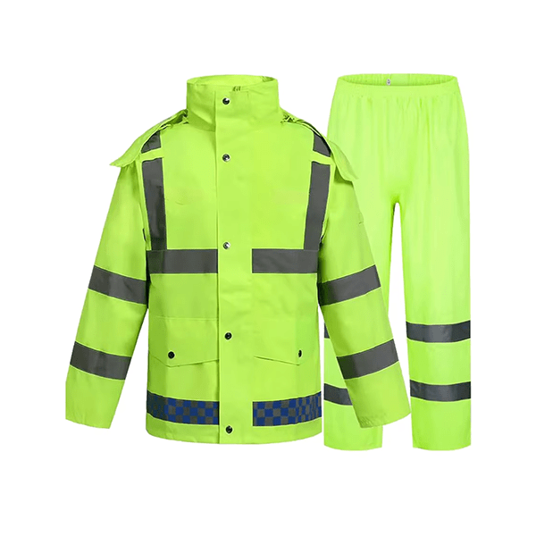 1200G 300D Double waterproofing Durable Polyester Hi-Vis Reflective Rain Gear Safety Work jacket  