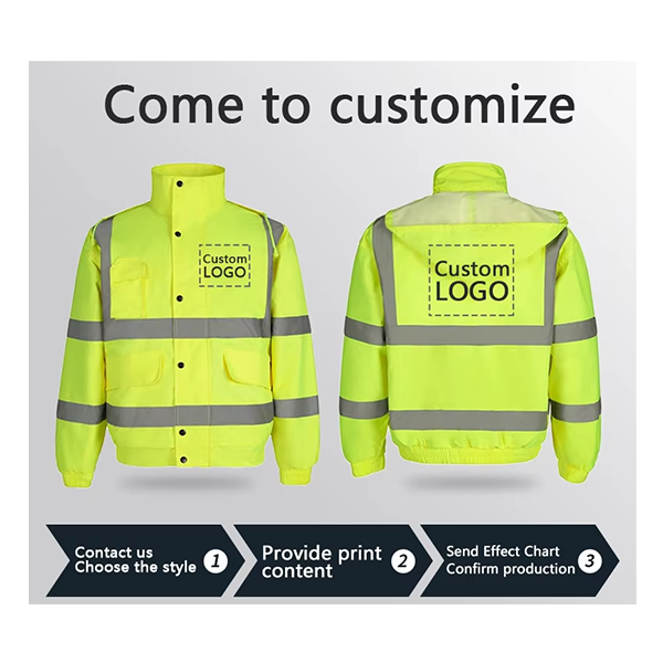 Waterproof Reflective Winter Warm Hi-vis Safety Construction Bomber Jacket EN Class 2 