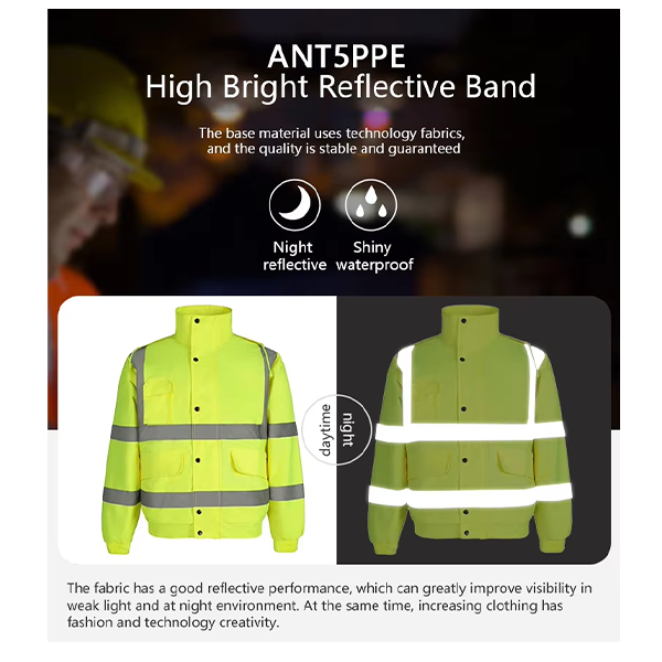 Waterproof Reflective Winter Warm Hi-vis Safety Construction Bomber Jacket EN Class 2 