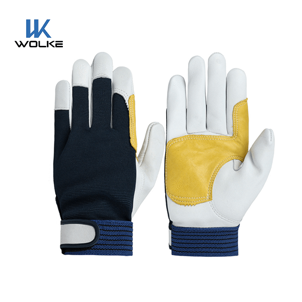 Abrasion-resistant White Sheepskin Work Glove for Sewing Machinery Industry Safety Maintenance