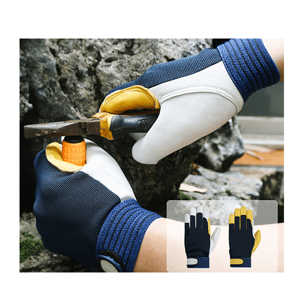 Abrasion-resistant White Sheepskin Work Glove for Sewing Machinery Industry Safety Maintenance