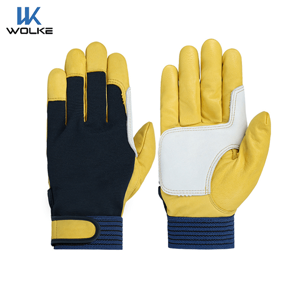 Flame-resistant Yellow Sheepskin Work Glove For Welding Industry Chemical Industry Construction