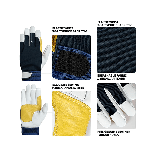 Flame-resistant Yellow Sheepskin Work Glove For Welding Industry Chemical Industry Construction