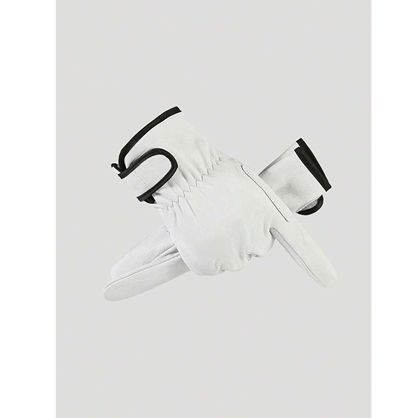 White Puncture-resistant Sheepskin Leather Safety Welding Gloves for Industry BBQ 80g