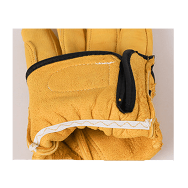 Yellow Reinforced Sheepskin Leather Safety Gloves with Palm Patch for Multi-Purpose 80g