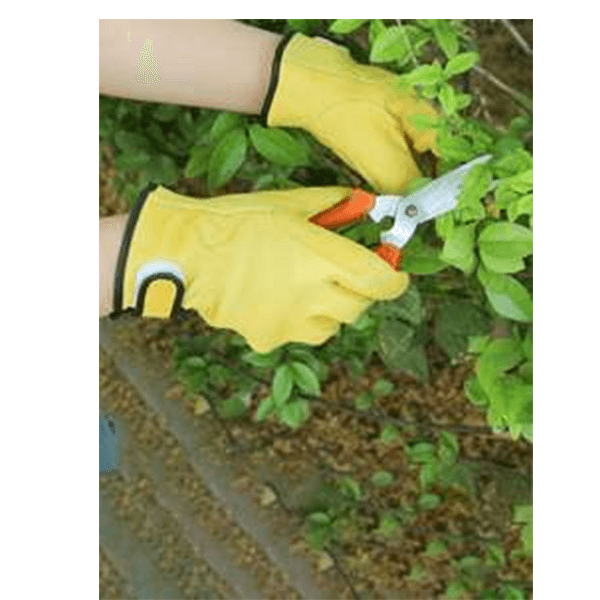 Yellow Reinforced Sheepskin Leather Safety Gloves with Palm Patch for Multi-Purpose 80g