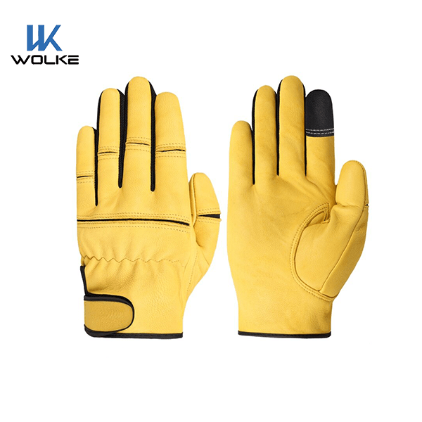 White Sheepskin Lined Padded Winter Cold-proof Leather Work Gloves  for Mechanical Auto Repair 