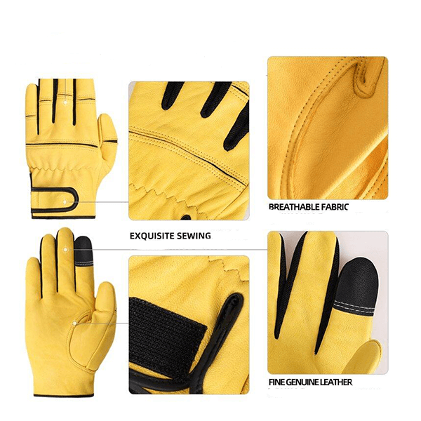 White Sheepskin Lined Padded Winter Cold-proof Leather Work Gloves  for Mechanical Auto Repair 
