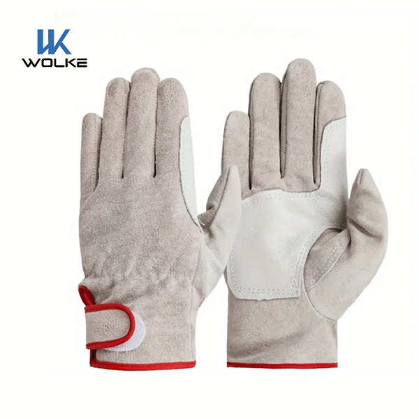 PPE Gray Leather Safety Gloves With Keystone Thumb for MIG TIG Heat-resistant Industrial Work 