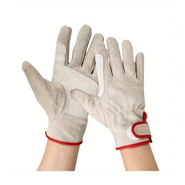 PPE Gray Leather Safety Gloves With Keystone Thumb for MIG TIG Heat-resistant Industrial Work 