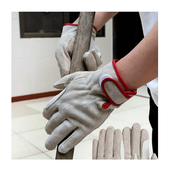 PPE Gray Leather Safety Gloves With Keystone Thumb for MIG TIG Heat-resistant Industrial Work 