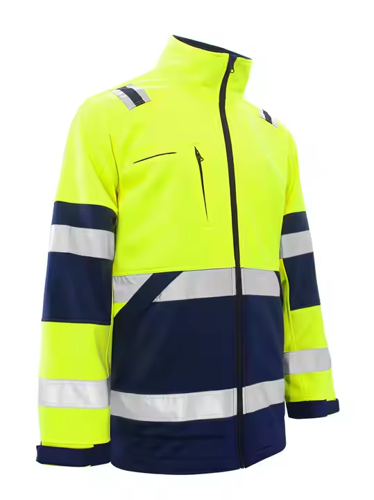 Weatherproof long fleece polyester zipped safety jacket with hi vis stripe for workplace WG24-6211 Weatherproof long fleece polyester zipped safety jacket with hi vis stripe for workplace WG24-6211