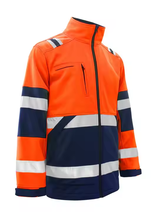 Weatherproof long fleece polyester zipped safety jacket with hi vis stripe for workplace WG24-6211 Weatherproof long fleece polyester zipped safety jacket with hi vis stripe for workplace WG24-6211