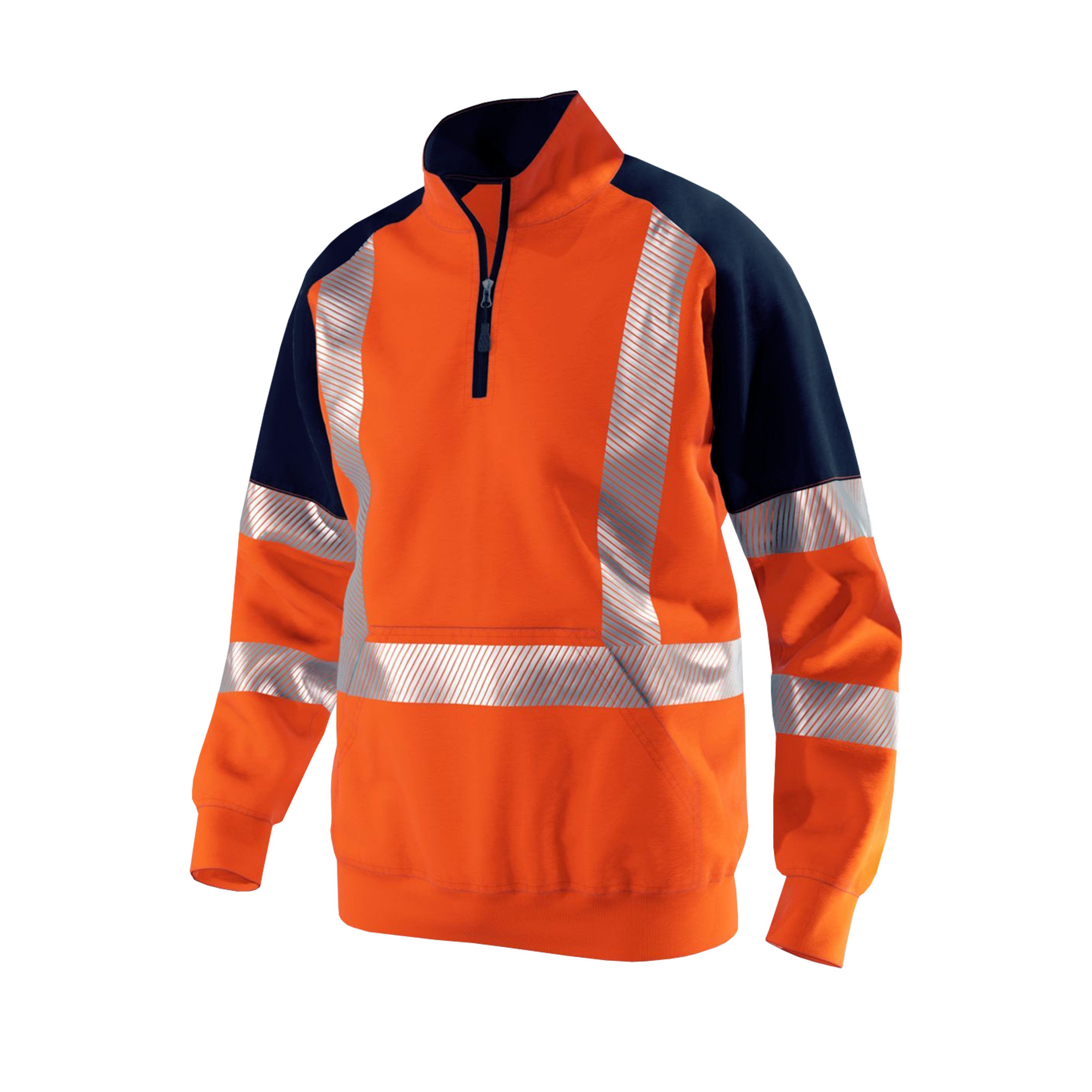 Hi-vis reflective zip hooded safety work sweatshirt bomber jacket for construction WG24-6212 Hi-vis reflective zip hooded safety work sweatshirt bomber jacket for construction WG24-6212
