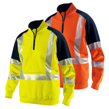 Hi-vis reflective zip hooded safety work sweatshirt bomber jacket for construction WG24-6212 Hi-vis reflective zip hooded safety work sweatshirt bomber jacket for construction WG24-6212