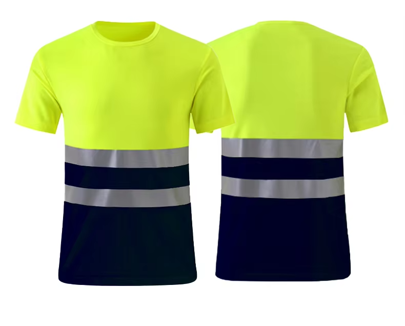 Polyester resist pilling reflective safety shirt with strip for cycling road construction WG24-6215