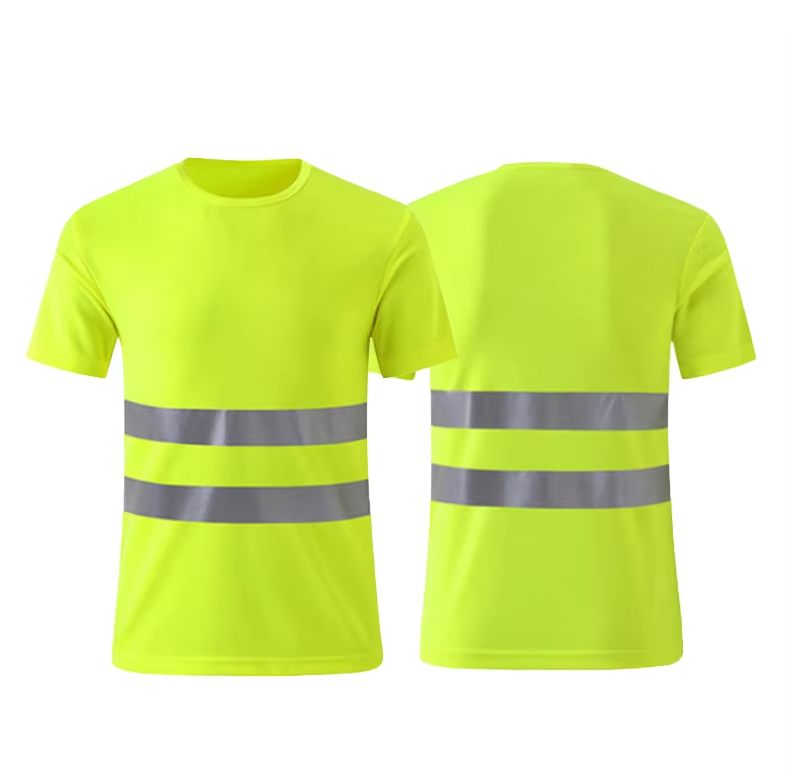 Polyester resist pilling reflective safety shirt with strip for cycling road construction WG24-6215