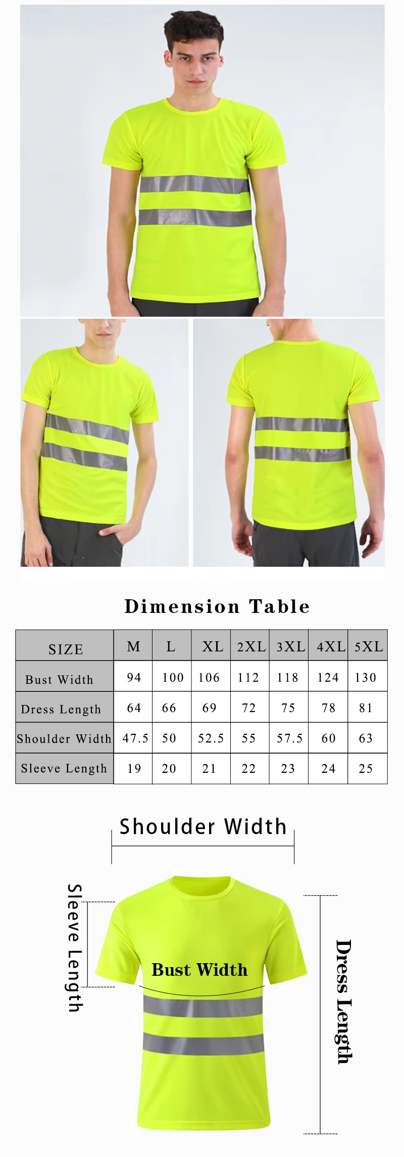 Polyester resist pilling reflective safety shirt with strip for cycling road construction WG24-6215