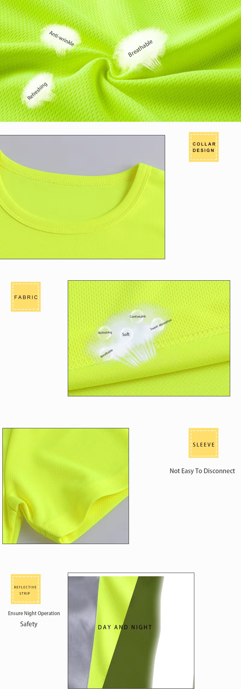 Polyester resist pilling reflective safety shirt with strip for cycling road construction WG24-6215