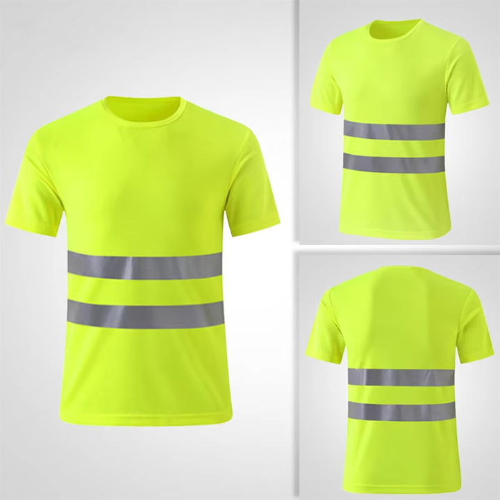Polyester resist pilling reflective safety shirt with strip for cycling road construction WG24-6215