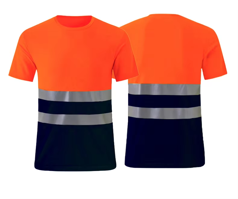 Polyester resist pilling reflective safety shirt with strip for cycling road construction WG24-6215