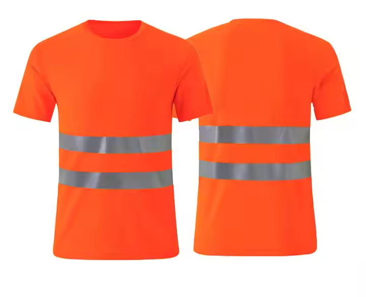 Polyester resist pilling reflective safety shirt with strip for cycling road construction WG24-6215
