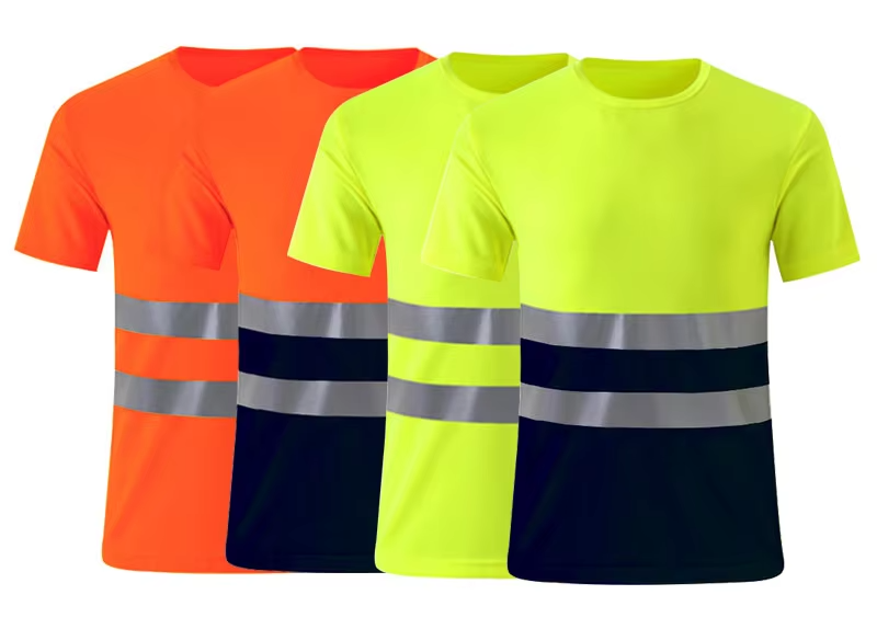 Polyester resist pilling reflective safety shirt with strip for cycling road construction WG24-6215