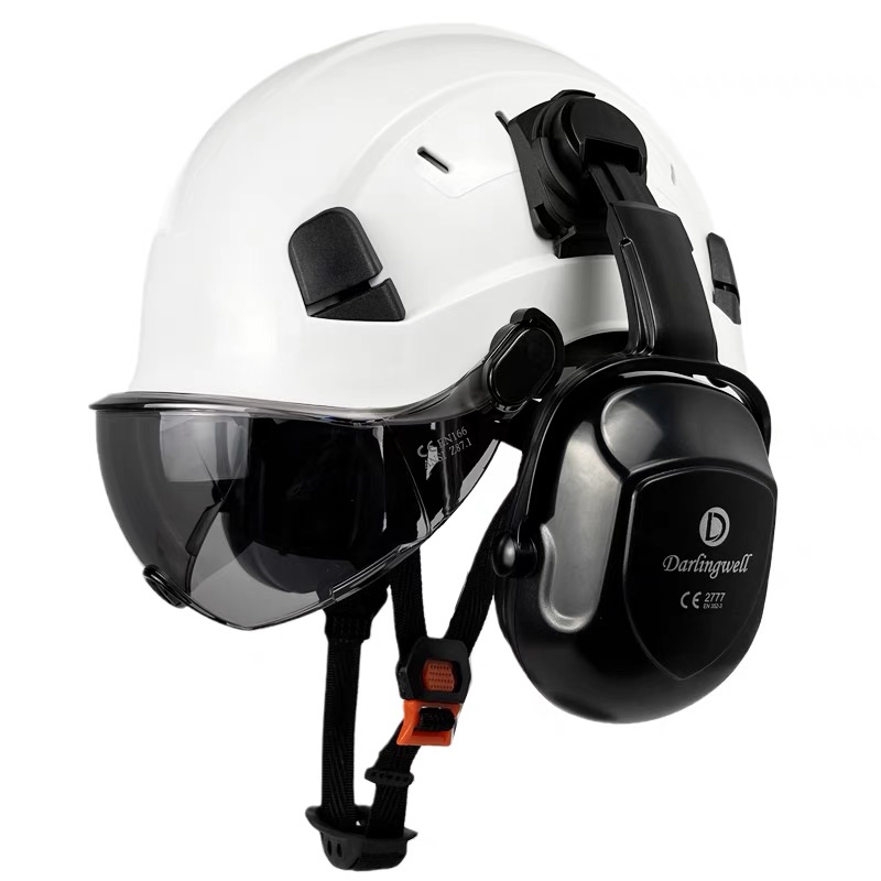 Industrial helmet with earmuff headlamp CE green devil helmet Casco de seguridad apsauginis šalmas
