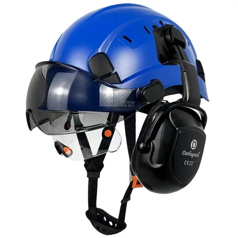 Industrial helmet with earmuff headlamp CE green devil helmet Casco de seguridad apsauginis šalmas