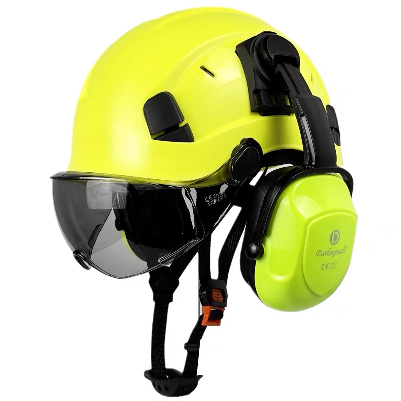 Industrial helmet with earmuff headlamp CE green devil helmet Casco de seguridad apsauginis šalmas