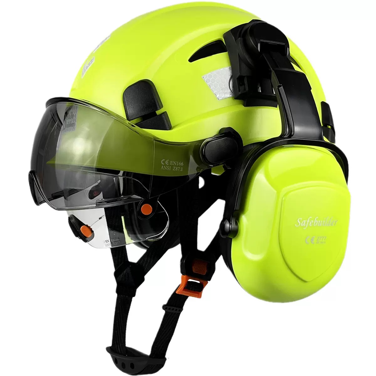 Industrial helmet with earmuff CE green devil Casco de seguridad apsauginis šalmas