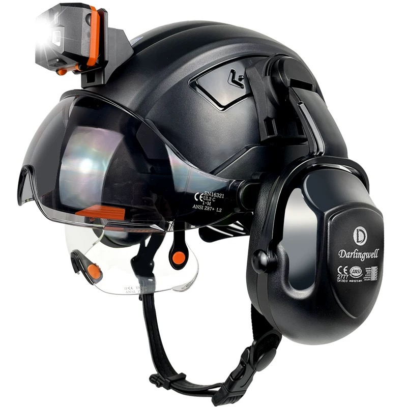 Industrial helmet with earmuff headlamp CE MSA helmet Casco de seguridad Cască 