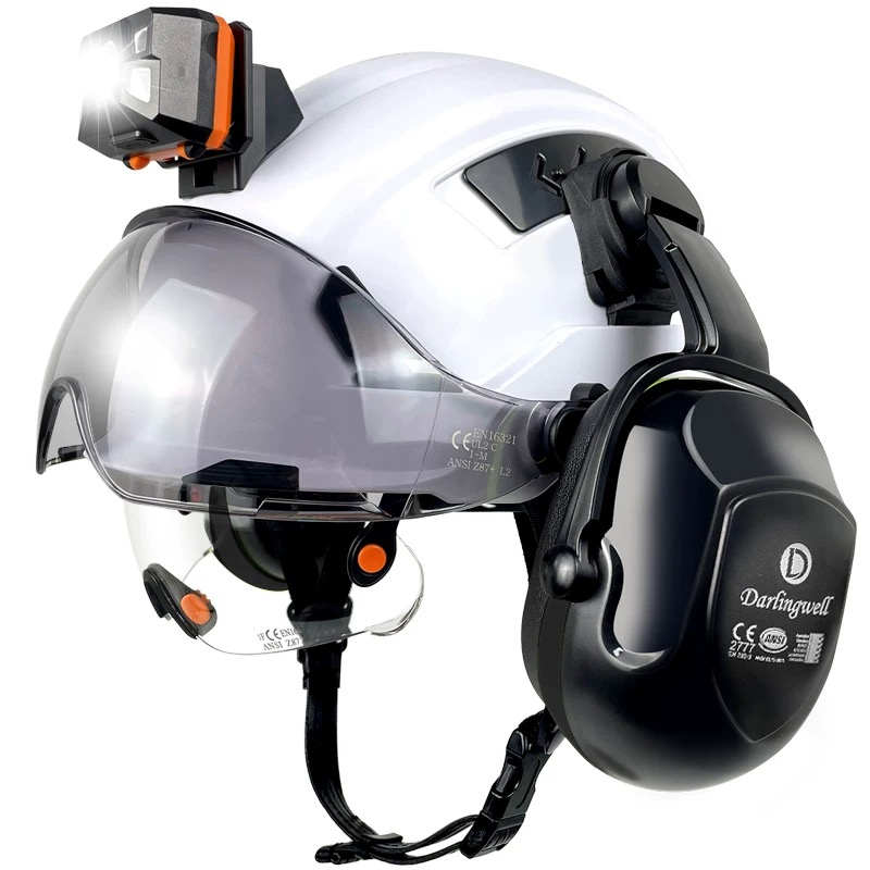 Industrial helmet with earmuff headlamp CE MSA helmet Casco de seguridad Cască 