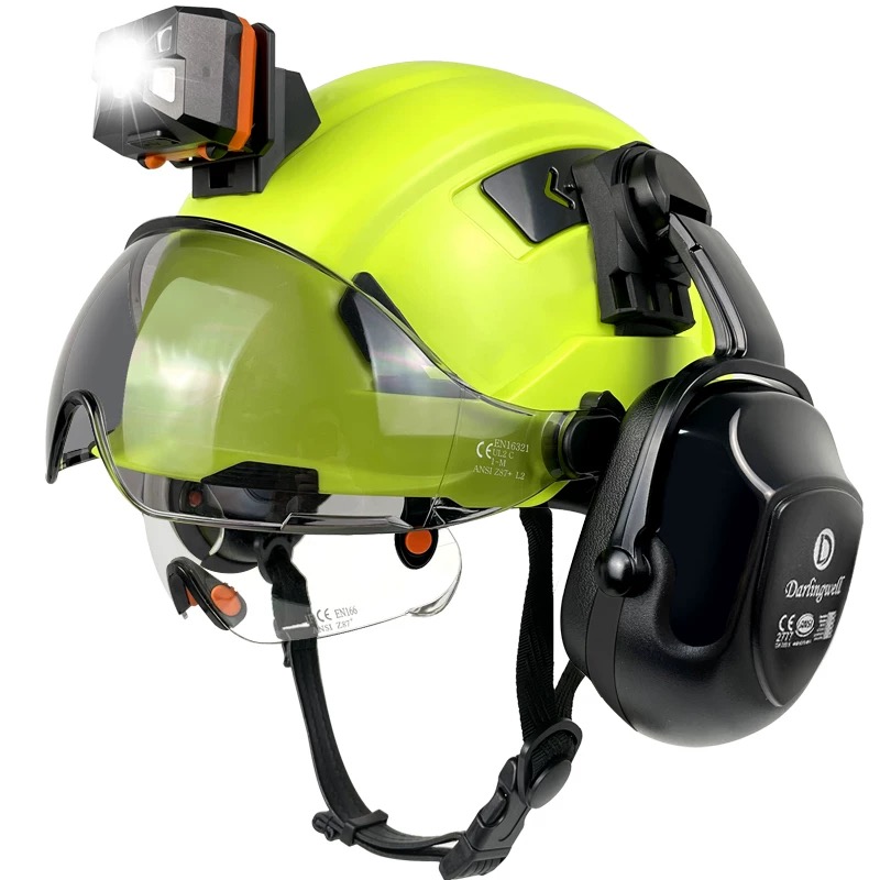 Industrial helmet with earmuff headlamp CE MSA helmet Casco de seguridad Cască 